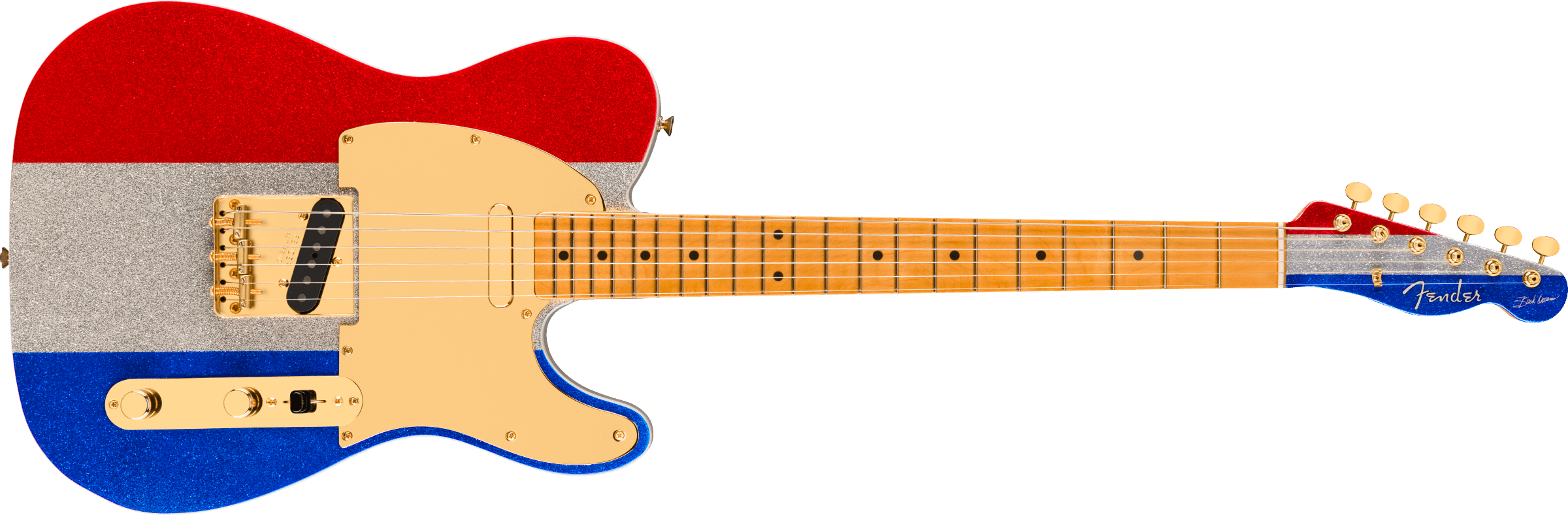 Fender LIMITED EDITION Buck Owens Telecaster Maple Fingerboard, Red, Silver and Blue Sparkle 0140452371