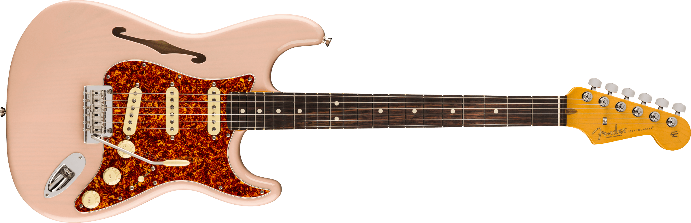 American Professional IIFender Stratocaster®Thinline,Rosewood Fingerboard Transparent Shell Pink 0171010760