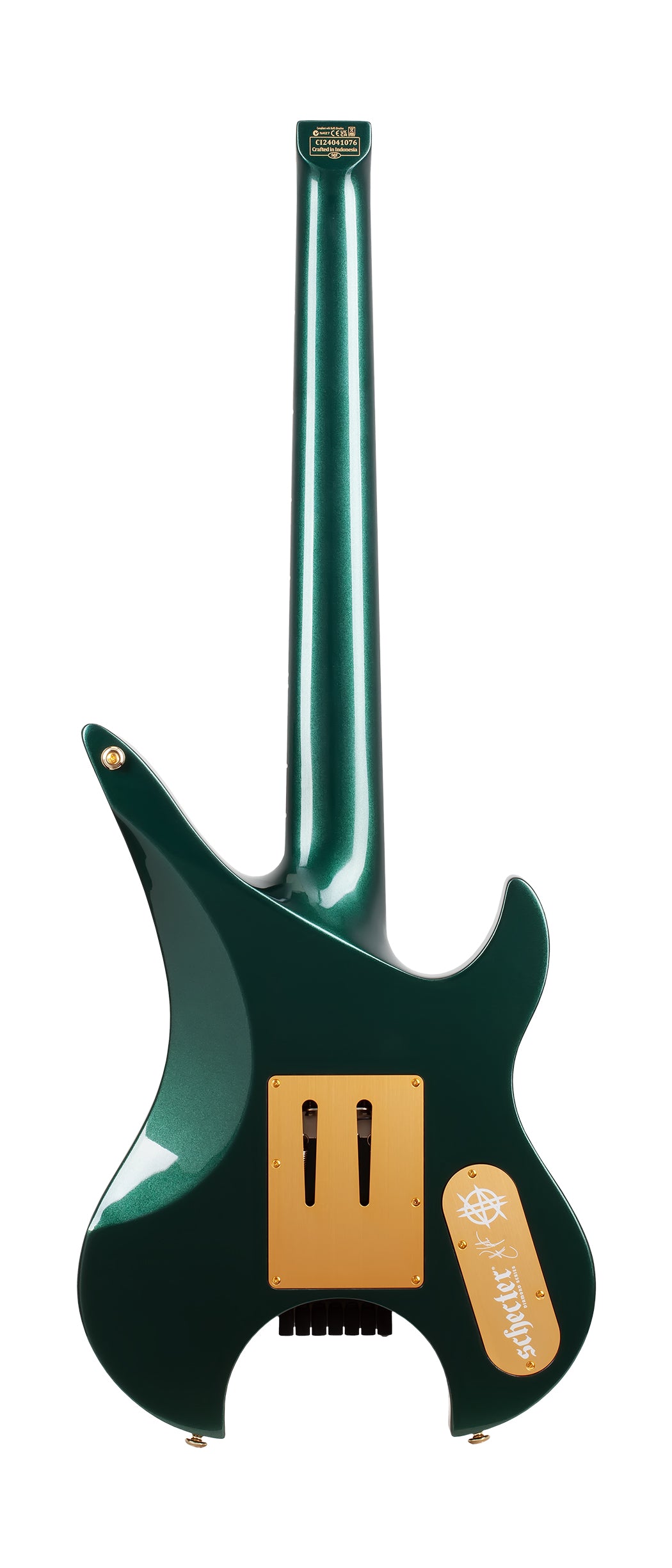 SCHECTER LEFFT HANDED SYNYSTER GATES CUSTOM-7 TR HEADLESS OAK GREEN METALLIC 2112-SHC