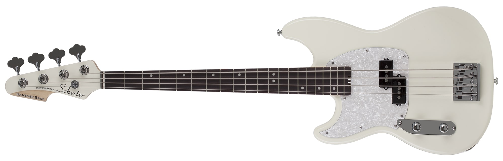 Schecter Banshee Left-Handed Electric Bass, Olympic White 1443-SHC