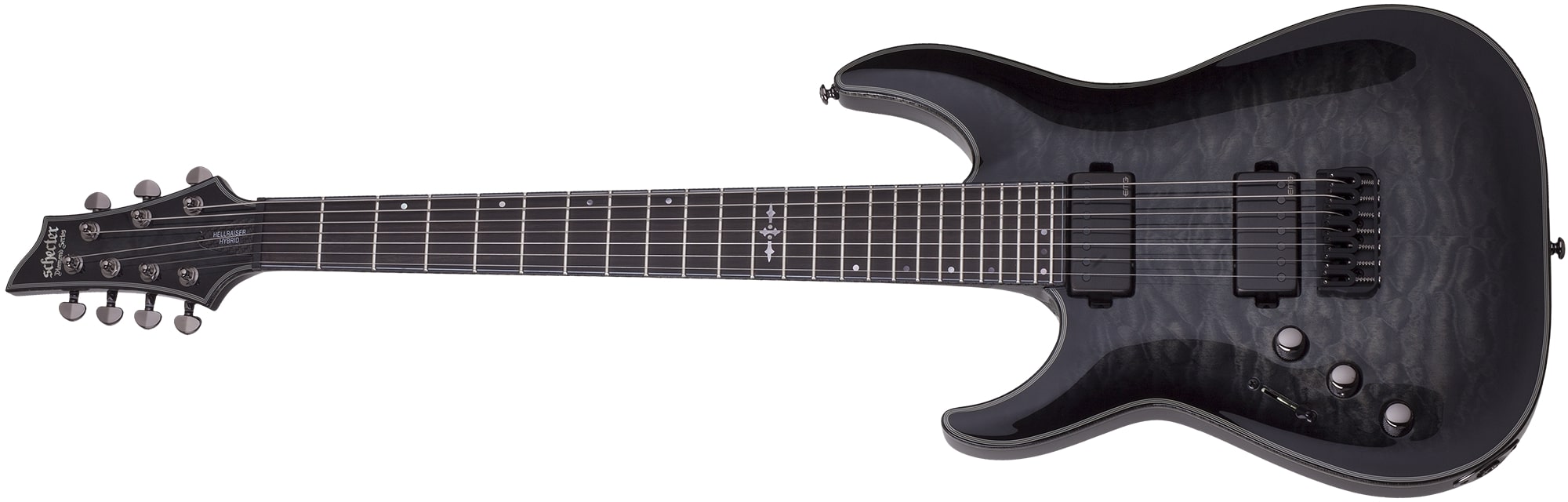 Schecter Hellraiser Hybrid C-7 LH Guitar in Trans Black Burst 1930-SHC