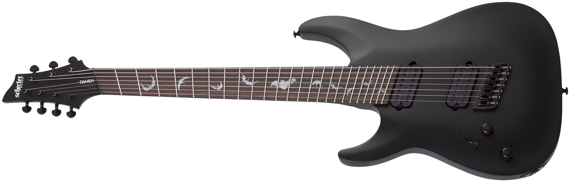 Schecter Damien-7 Multiscale 7-String Left-Handed Electric Guitar, Satin Black 2478-SHC