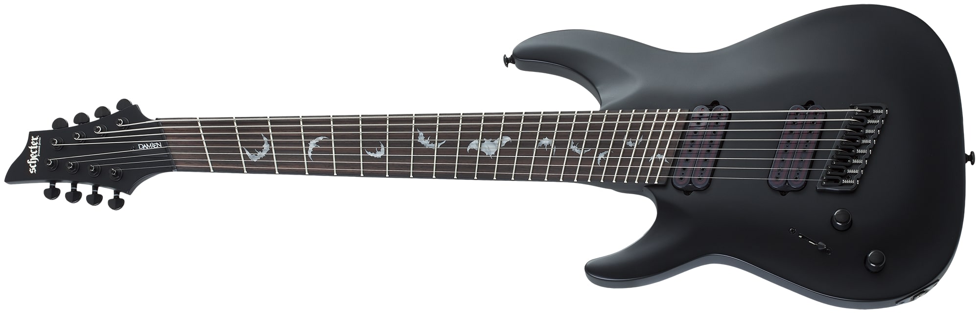 Schecter Damien-8 Multiscale 8-String Left-Handed Electric Guitar, Satin Black 2479-SHC