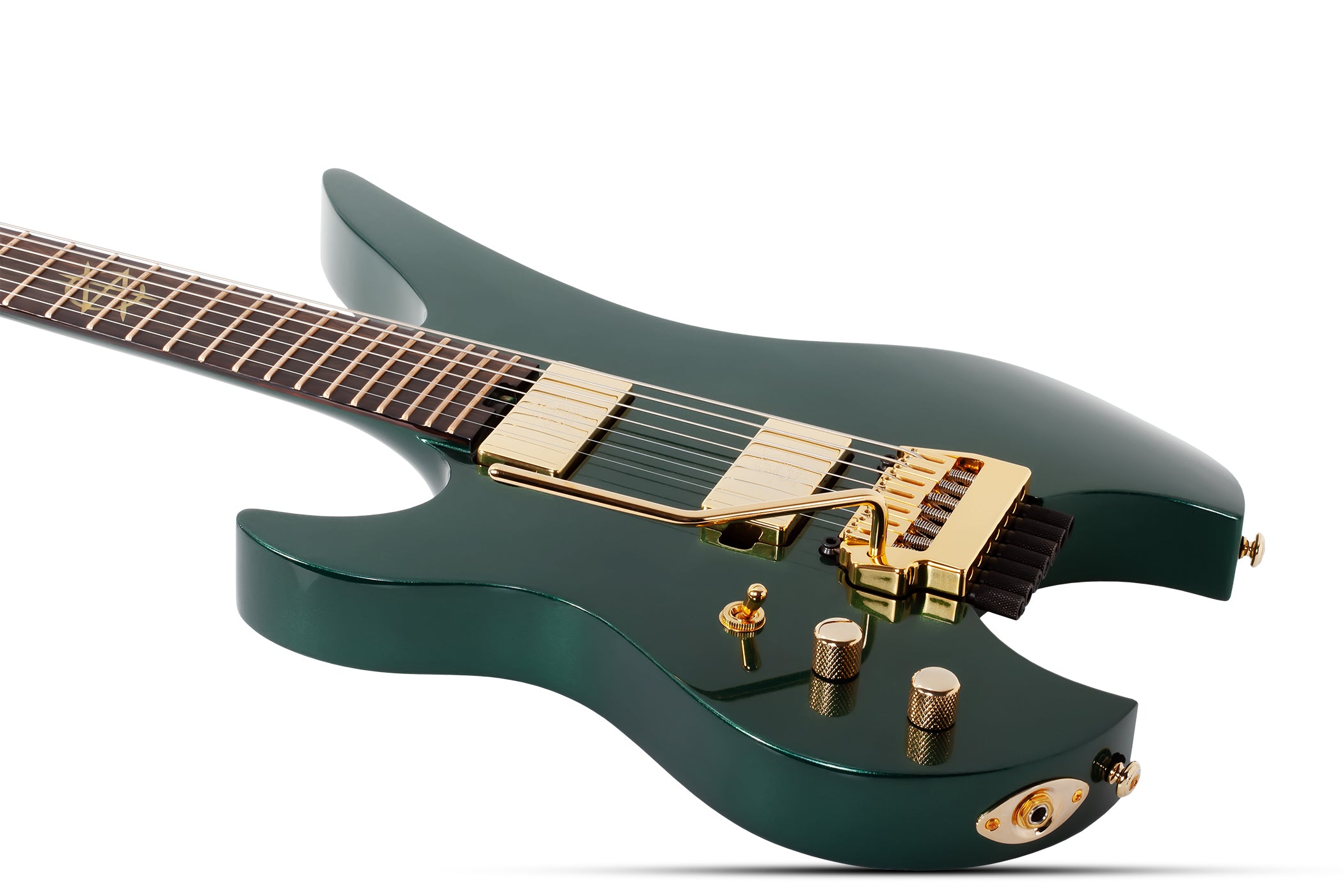 SCHECTER LEFFT HANDED SYNYSTER GATES CUSTOM-7 TR HEADLESS OAK GREEN METALLIC 2112-SHC