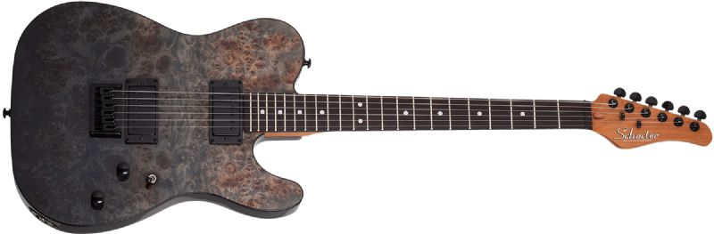 Schecter PT Standard Electric Guitar, Black Fade Burst Burl 3955-SHC