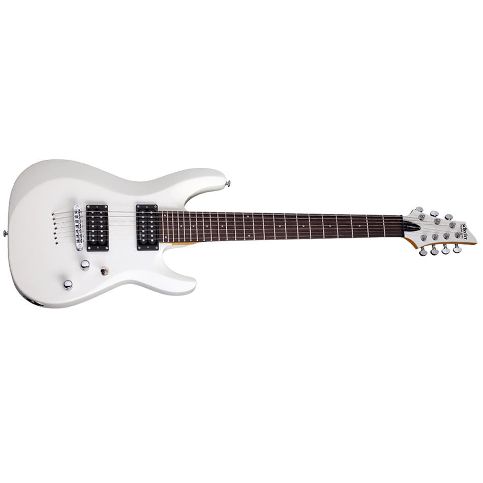 Schecter DELUXE Satin White 7-String Solid-Body Electric Guitar, Satin White 438-SHC