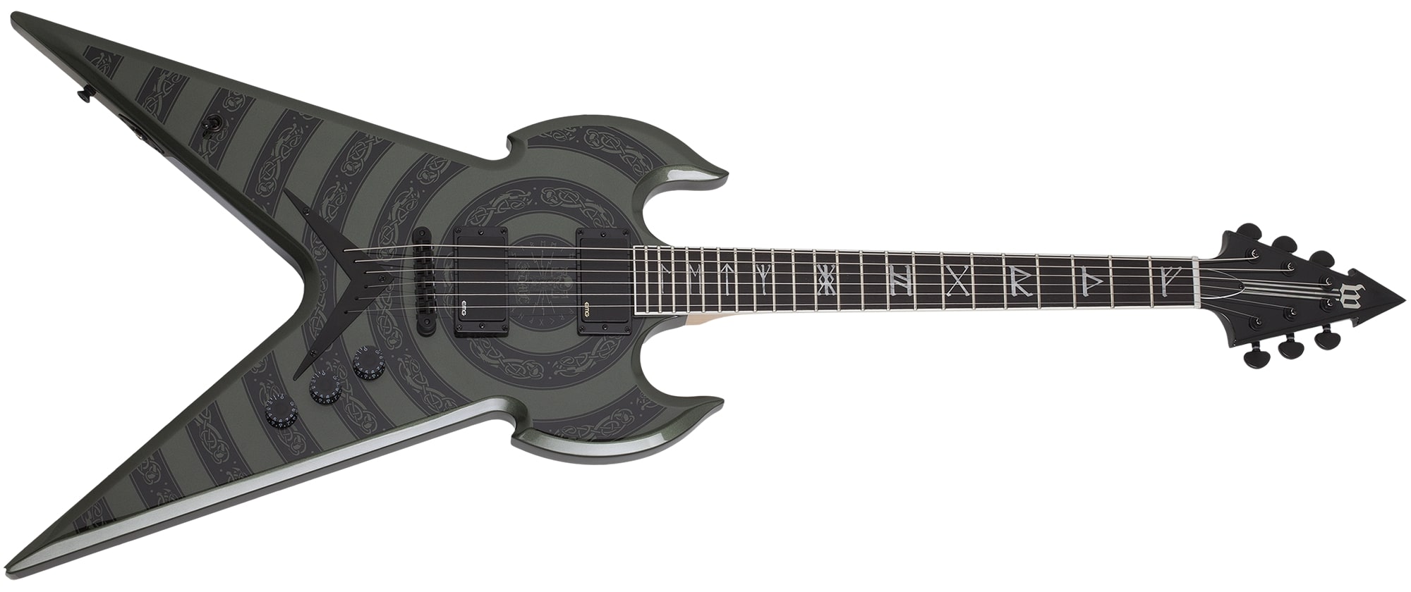 Wylde Audio Warhammer NT Norse Dragon Bullseye Electric Guitar, Metallic Green 4581-SHC