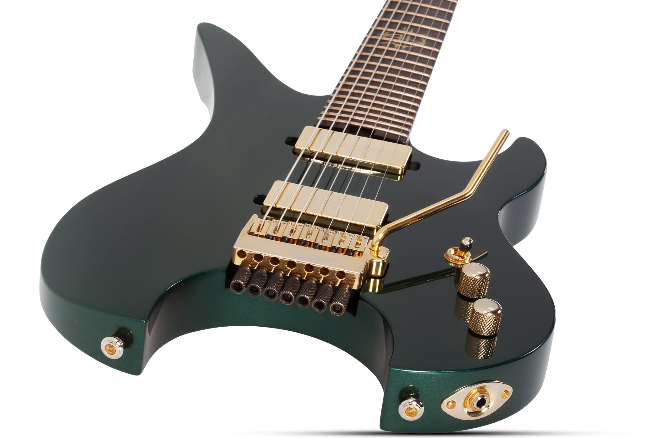 SCHECTER SYNYSTER GATES CUSTOM-7 TR HEADLESS 7 STRING OAK GREEN METALLIC 2111-SHC SERIAL NUMBER C124070036 - 7.6 LBS