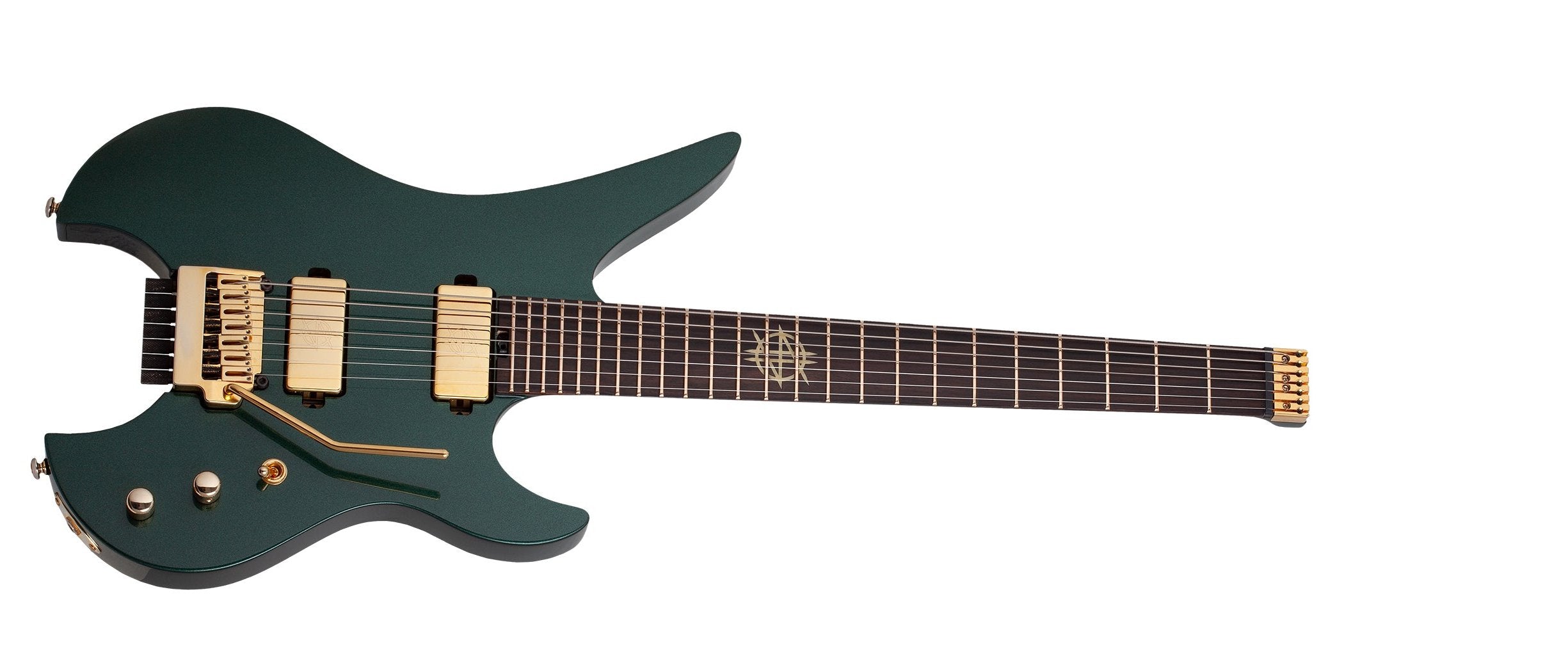 SCHECTER SYNYSTER GATES CUSTOM-7 TR HEADLESS 7 STRING OAK GREEN METALLIC 2111-SHC SERIAL NUMBER C124070036 - 7.6 LBS