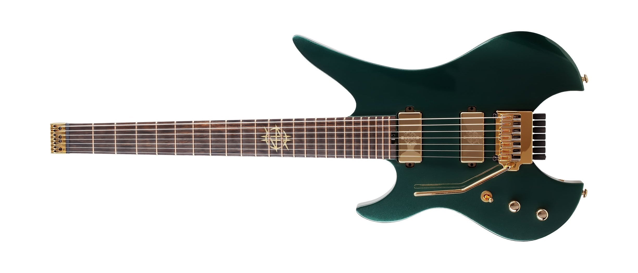 SCHECTER LEFFT HANDED SYNYSTER GATES CUSTOM-7 TR HEADLESS OAK GREEN METALLIC 2112-SHC