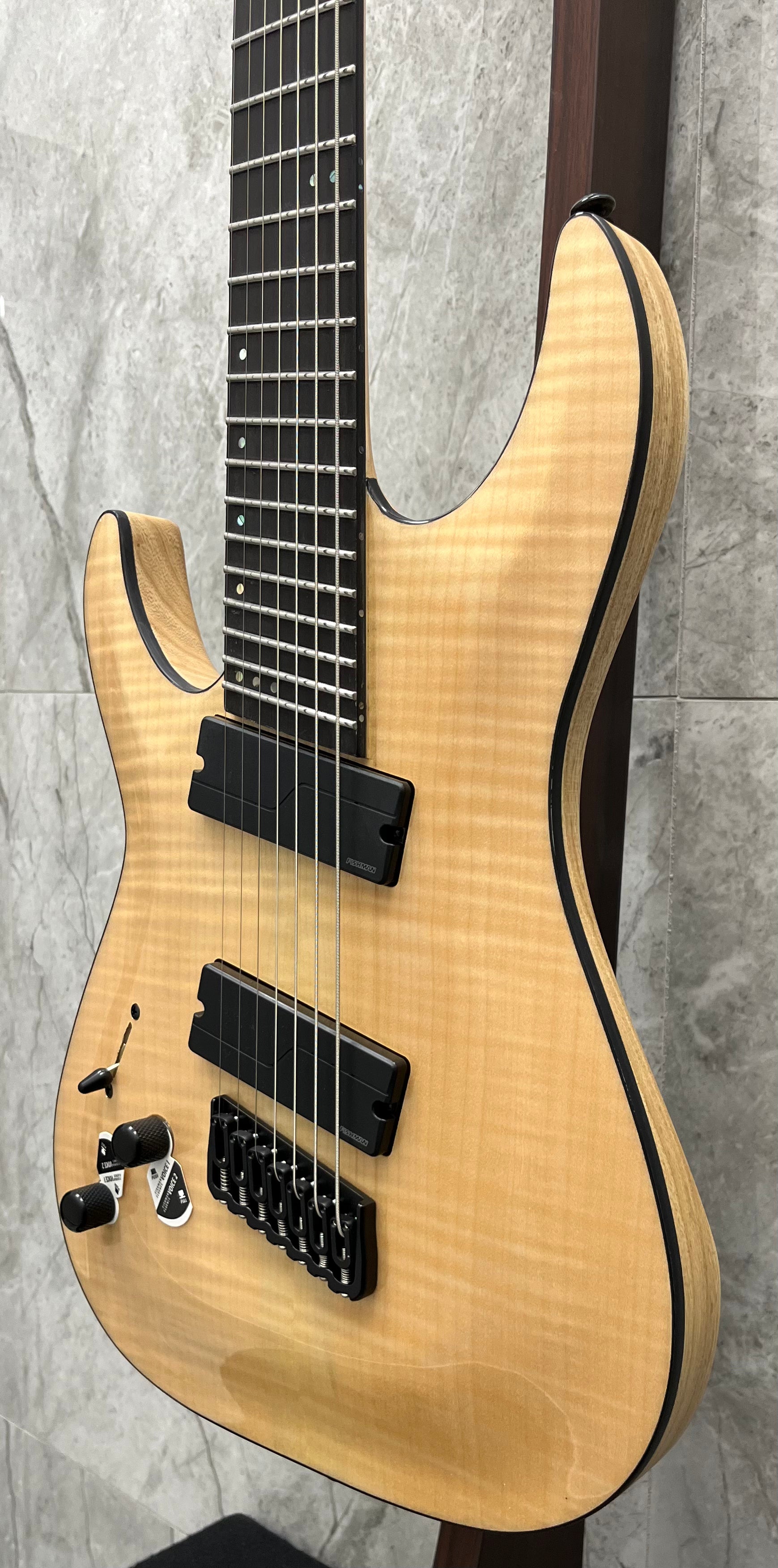 Schecter 7 String Left handed Elite Multi Scale in Gloss Natural 1367-SHC SERIAL NUMBER W23111383 - 8.0 LBS