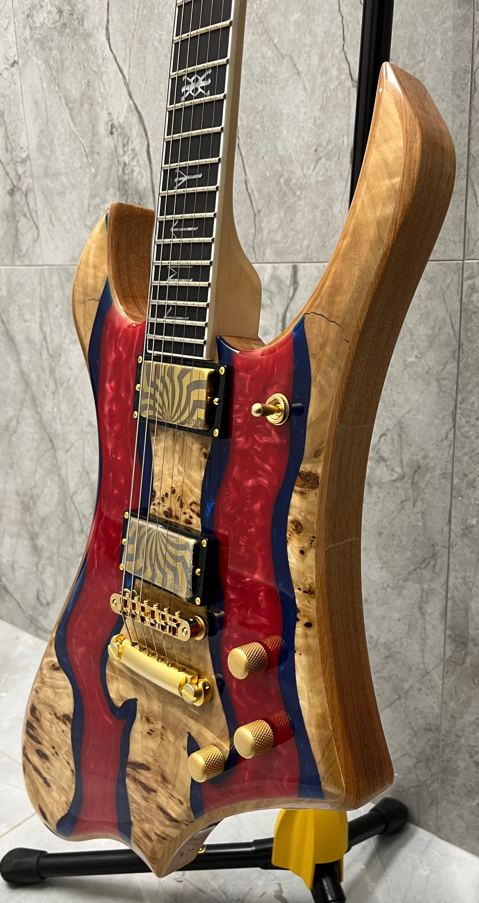 Wylde Audio Goregehn Special Edition Electric Guitar, Blood River Burl 4578-SHC SERIAL NUMBER WA24010111 - 8.8 LBS