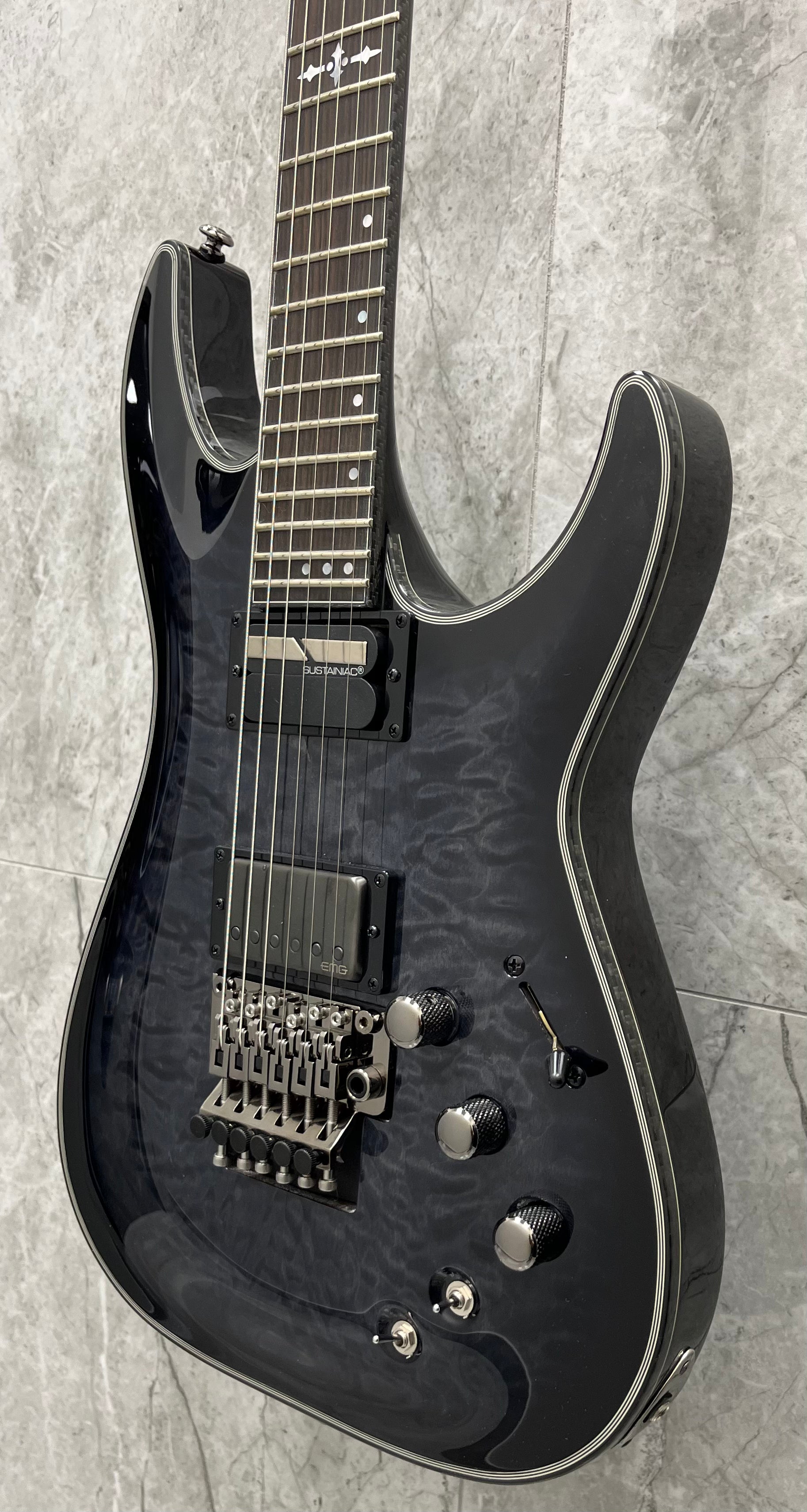 Schecter Hellraiser HR-HYBRID-C-1-FR-S-TBB Hellraiser Hybrid Floyd Rose and Sustainiac Trans Black Burst 1957-SHC DEMO MODEL SERIAL NUMBER W23071443 - 7.8 LBS