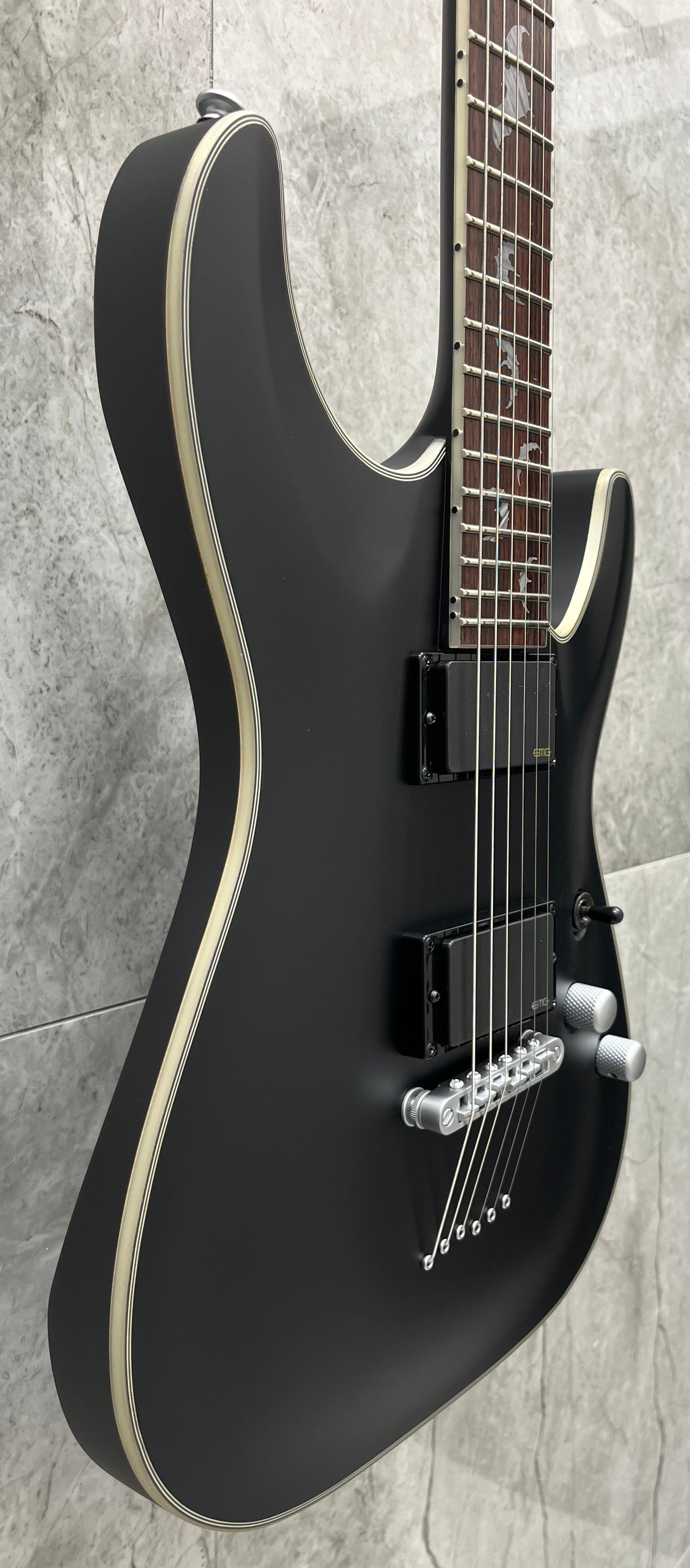 Schecter Damien Platinum DAMIEN-PLAT-6-SBK Satin Black Guitar with EMG 81, 85 Pickups 1181-SHC SERIAL NUMBER W23100154 - 6.4 LBS