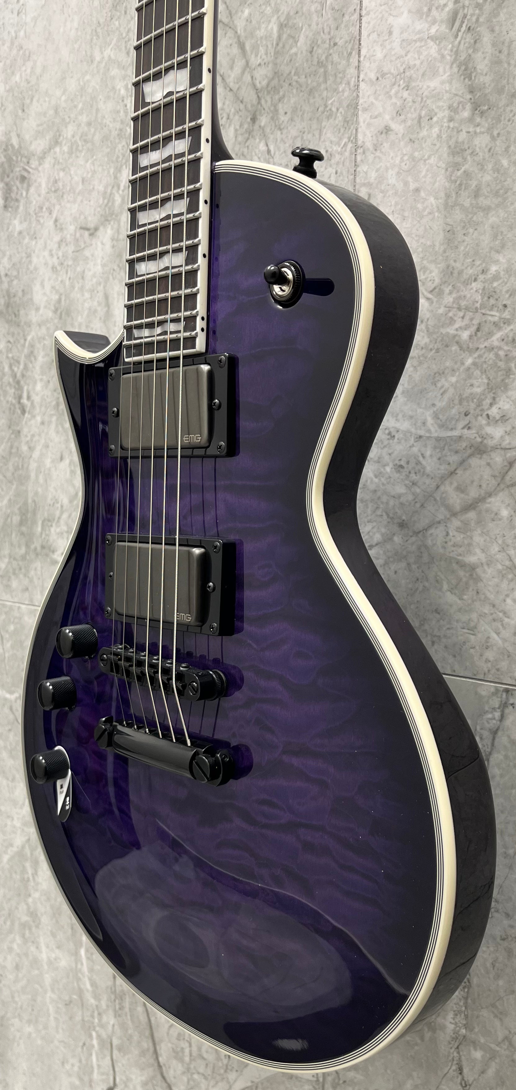 ESP LTD EC-1000 Left Handed Electric Guitar EC1000 See Thru Purple Sunburst LEC1000QMSTPSBLH SERIAL NUMBER W24081049 - 7.8 LBS