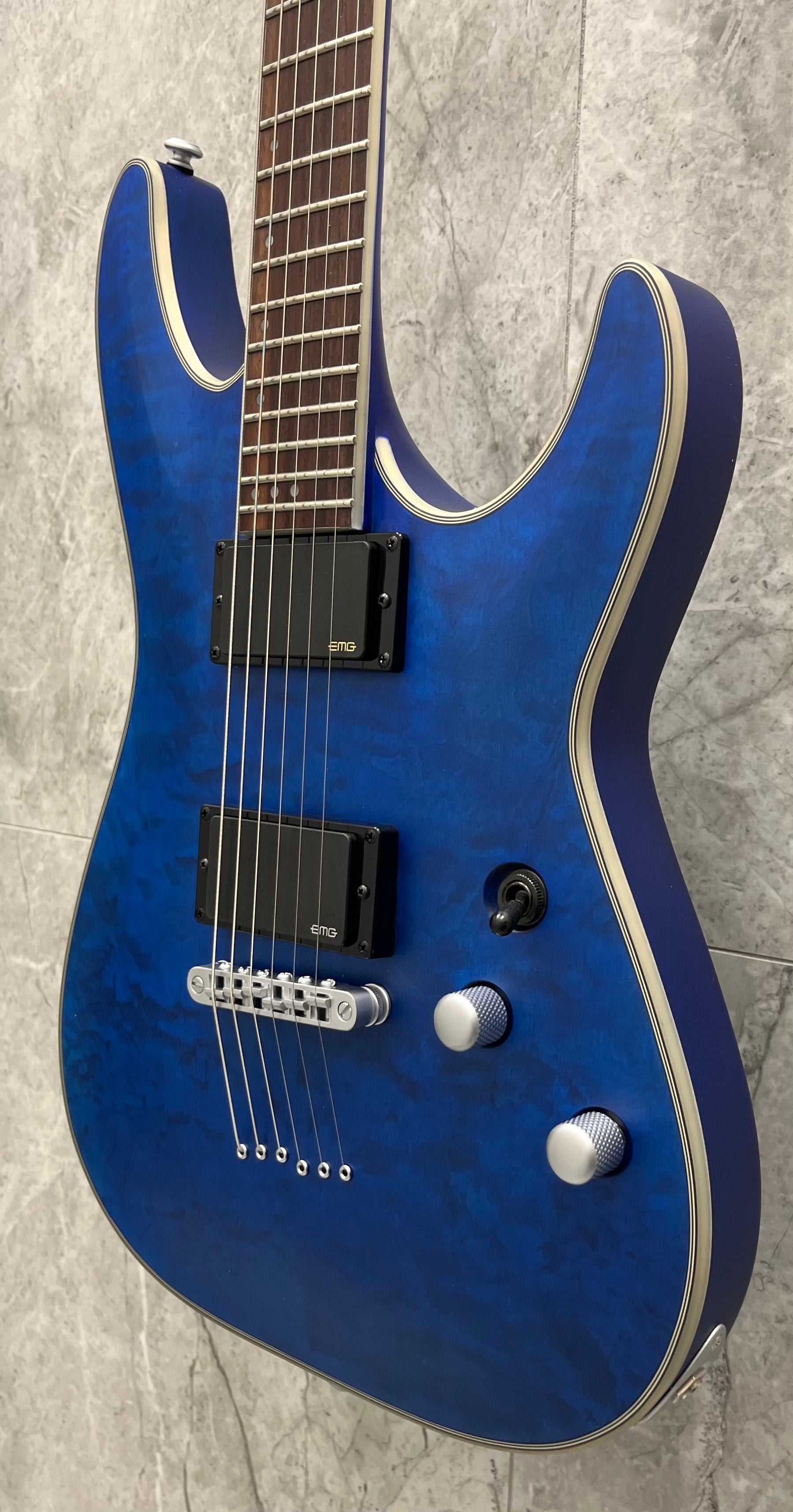 Schecter C-1 Platinum Electric Guitar W/ EMG PICKUPS See-Thru Midnight Blue 779-SHC SERIAL NUMBER W22120629 - 6.8 LBS