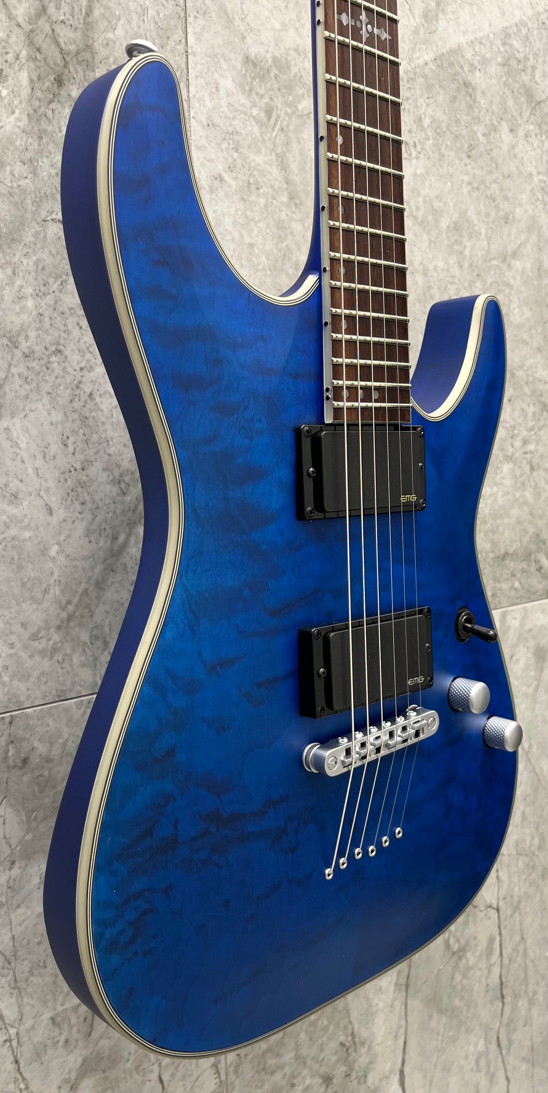 Schecter C-1 Platinum Electric Guitar W/ EMG PICKUPS See-Thru Midnight Blue 779-SHC SERIAL NUMBER W22120629 - 6.8 LBS