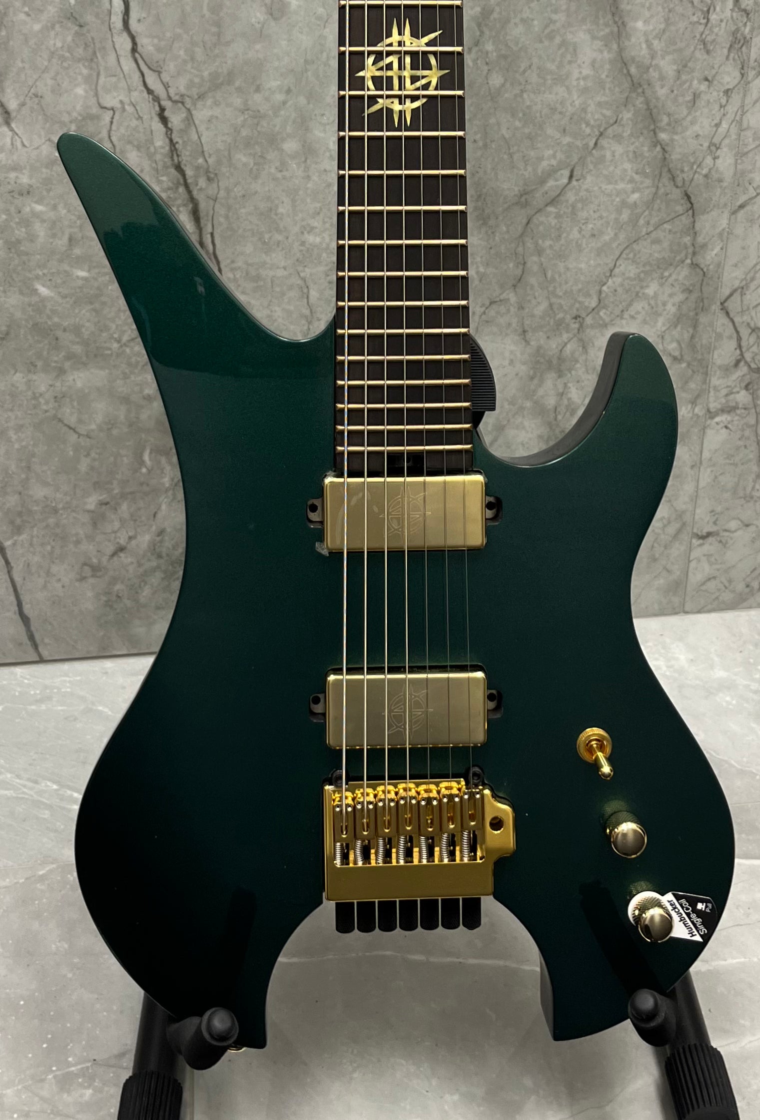 SCHECTER SYNYSTER GATES CUSTOM-7 TR HEADLESS 7 STRING OAK GREEN METALLIC 2111-SHC SERIAL NUMBER C124070036 - 7.6 LBS