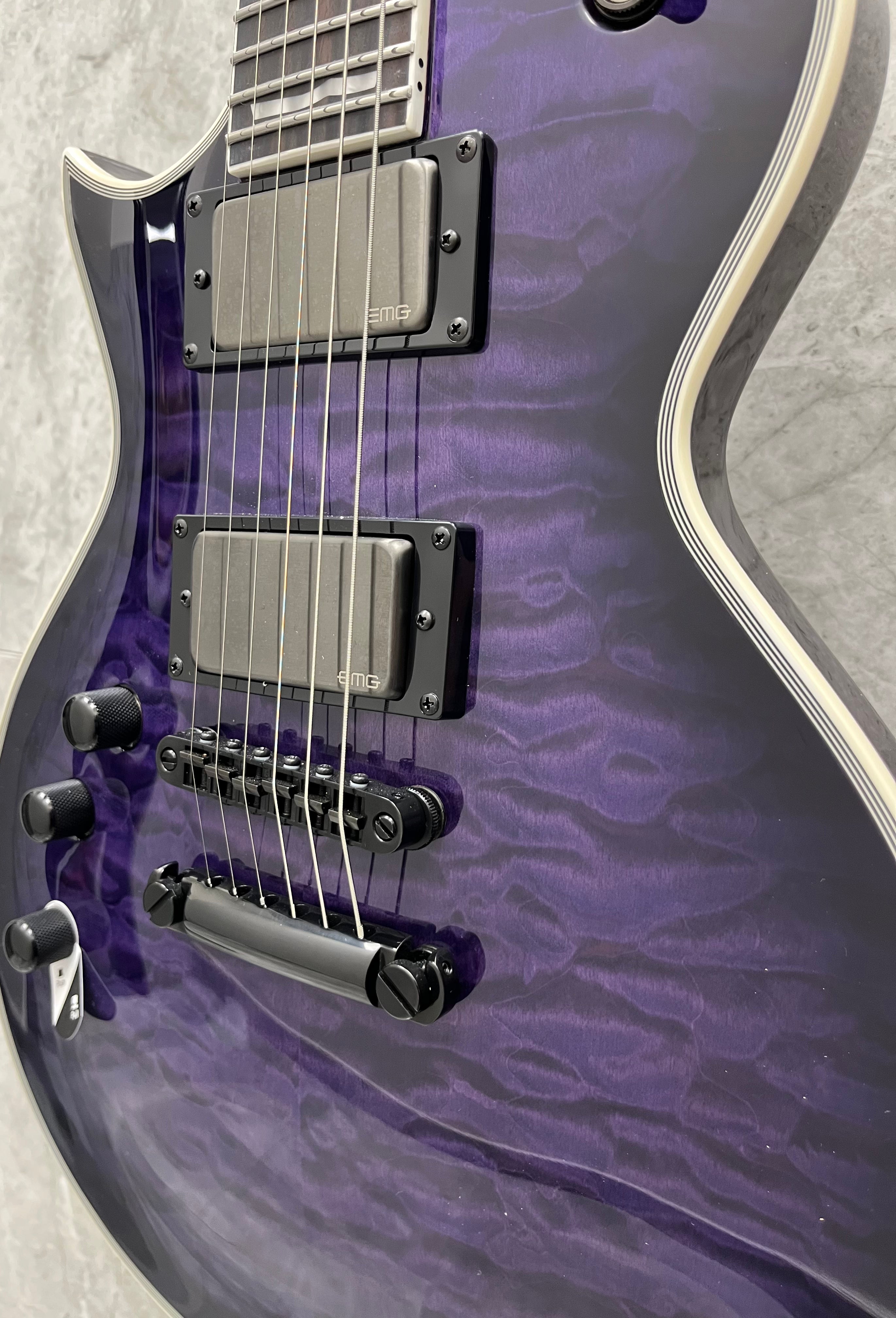 ESP LTD EC-1000 Left Handed Electric Guitar EC1000 See Thru Purple Sunburst LEC1000QMSTPSBLH SERIAL NUMBER W24081049 - 7.8 LBS