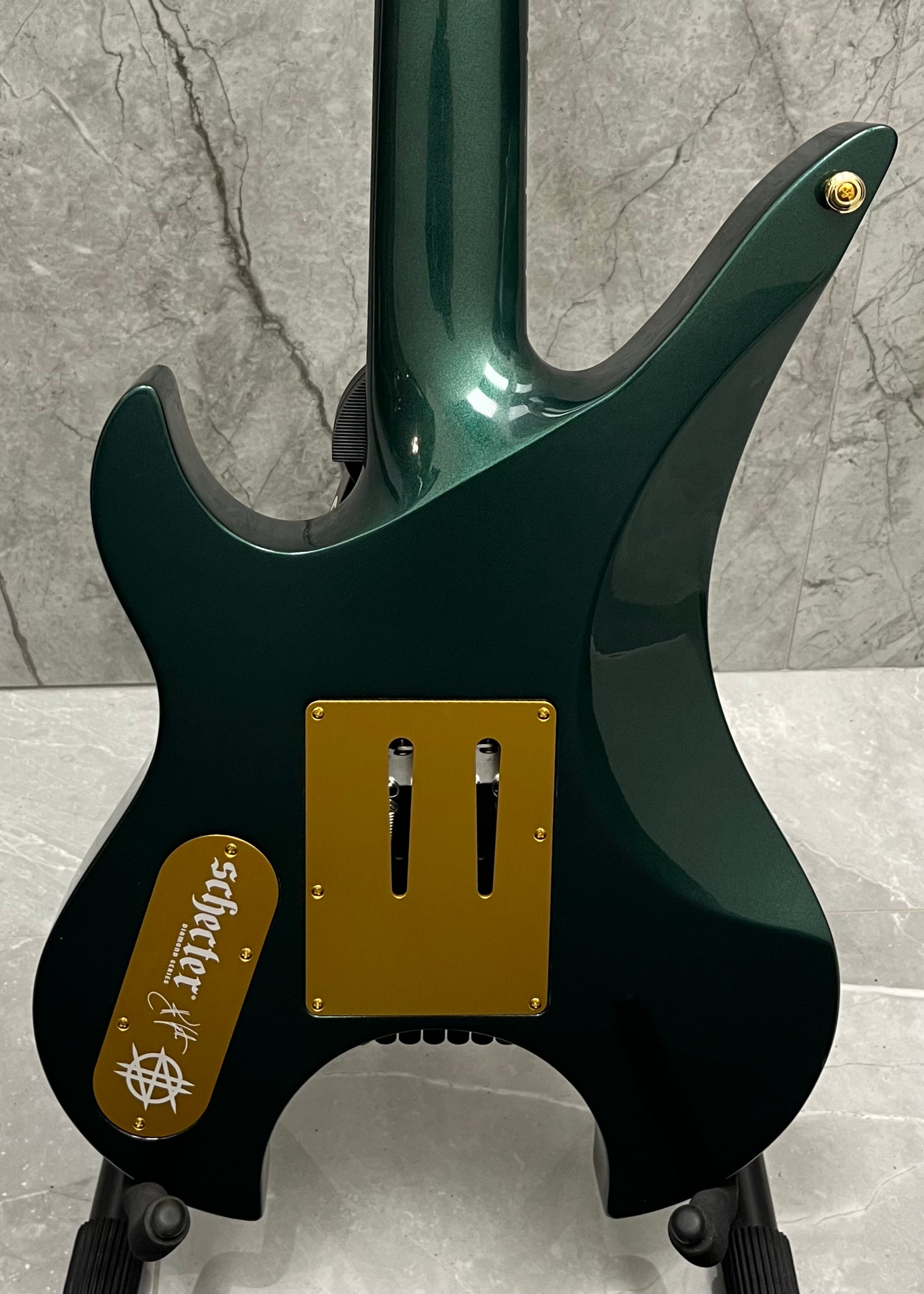 SCHECTER SYNYSTER GATES CUSTOM-7 TR HEADLESS 7 STRING OAK GREEN METALLIC 2111-SHC SERIAL NUMBER C124070036 - 7.6 LBS