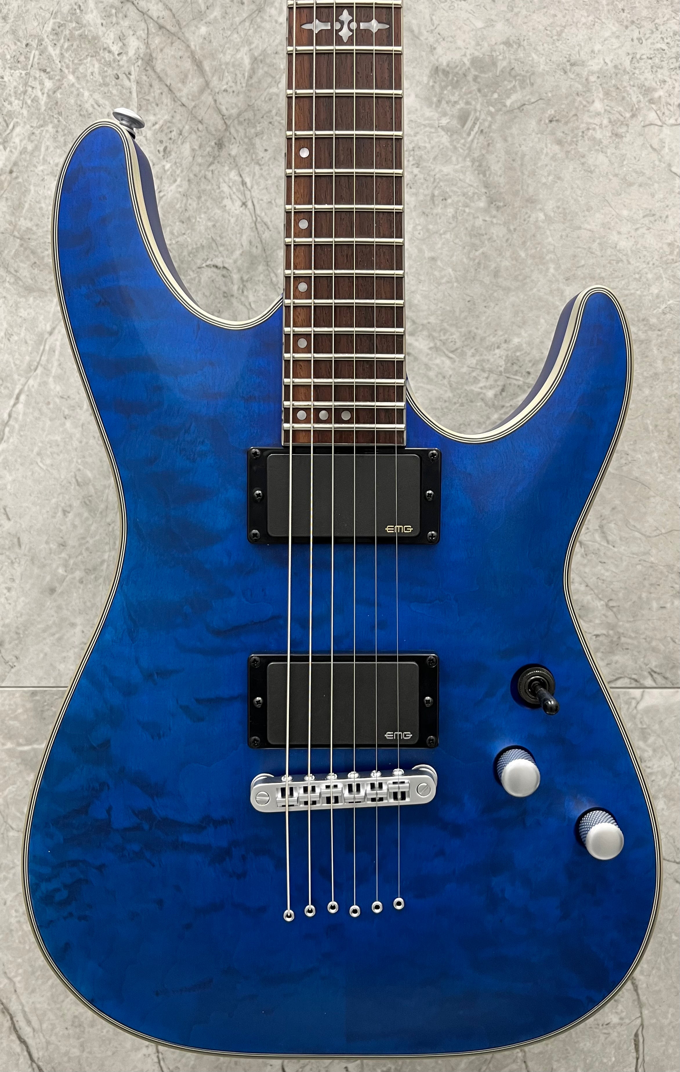 Schecter C-1 Platinum Electric Guitar W/ EMG PICKUPS See-Thru Midnight Blue 779-SHC SERIAL NUMBER W22120629 - 6.8 LBS