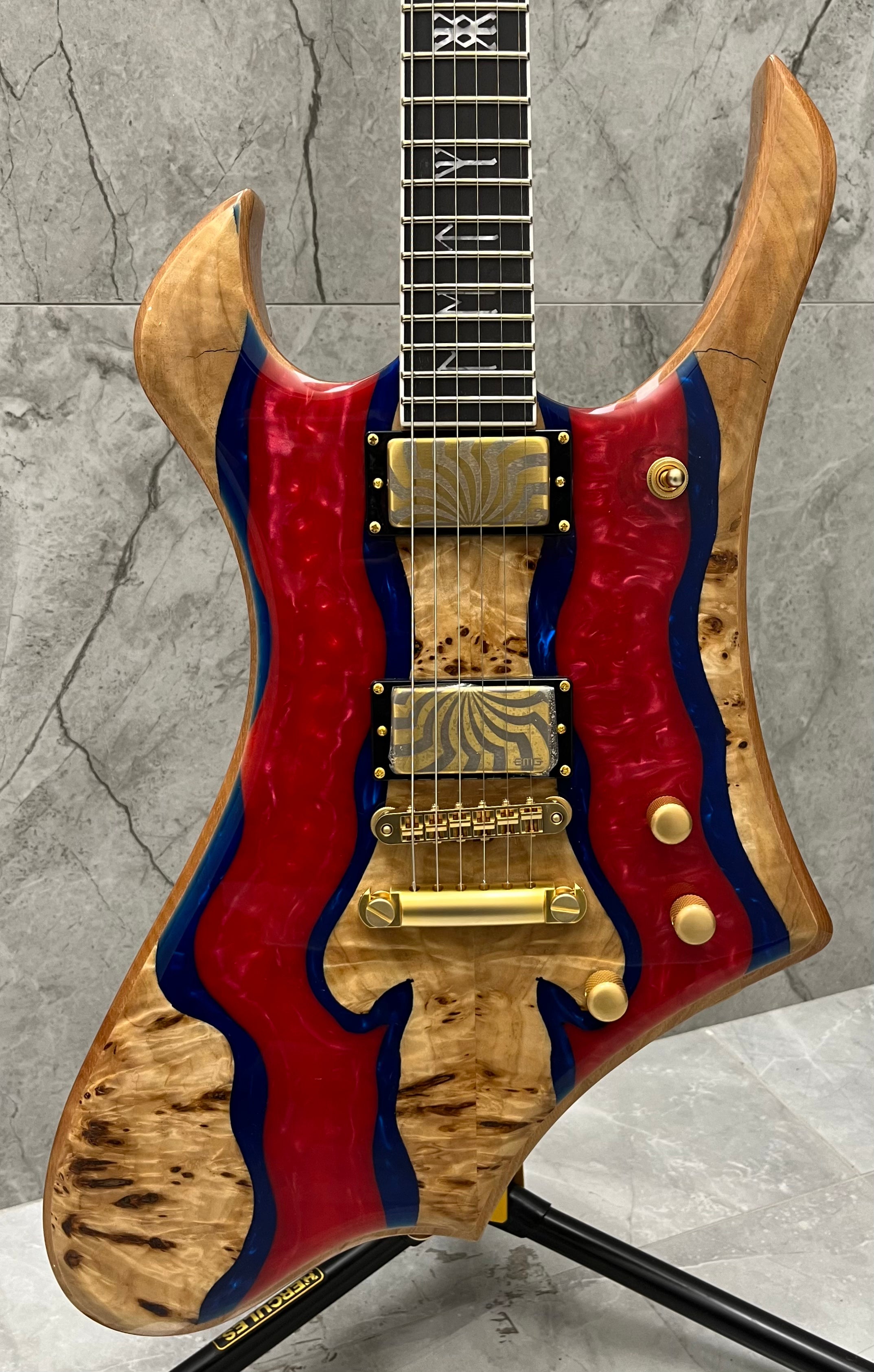 Wylde Audio Goregehn Special Edition Electric Guitar, Blood River Burl 4578-SHC SERIAL NUMBER WA24010111 - 8.8 LBS