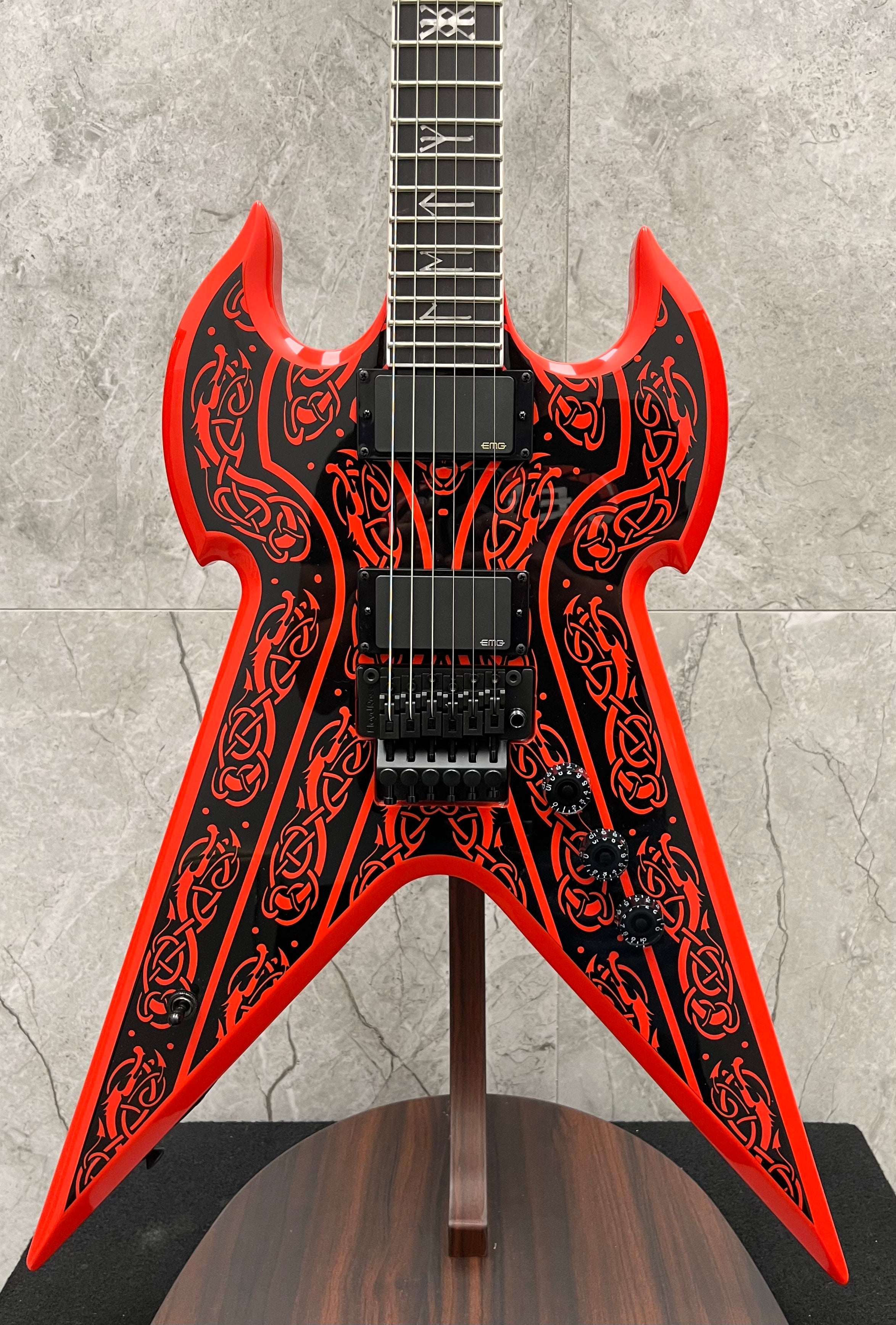 Wylde Audio Warhammer FR Norse Dragon Pinstripe Electric Guitar, Red 4580-SHC SERIAL NUMBER WA24050019 - 8.8 LBS