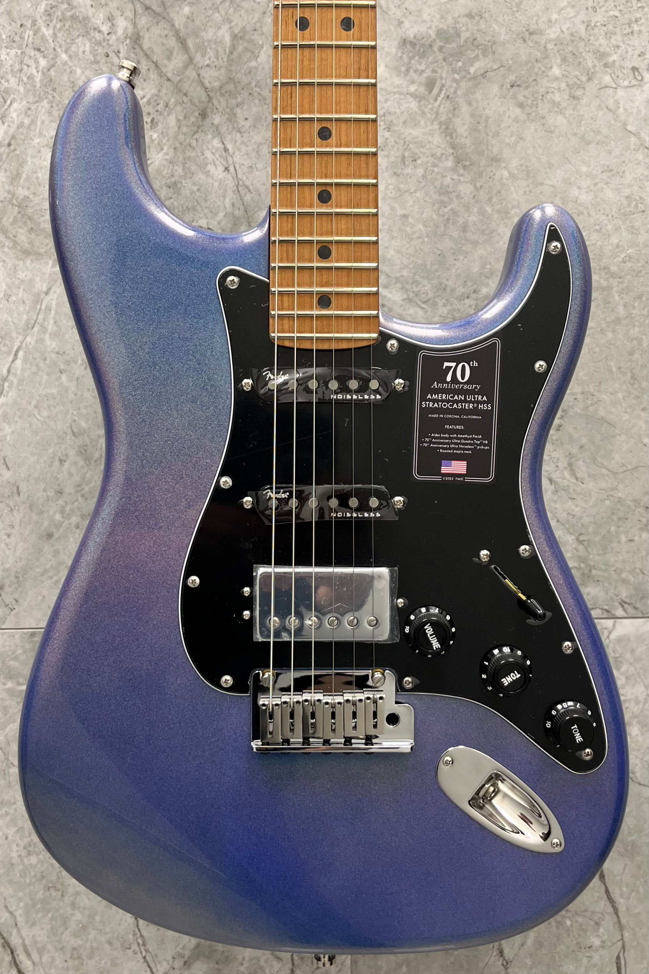 Fender 70th Anniversary Ultra Stratocaster HSS Maple Fingerboard, Amethyst 0177022865 SERIAL NUMBER US241431 - 7.4 LBS