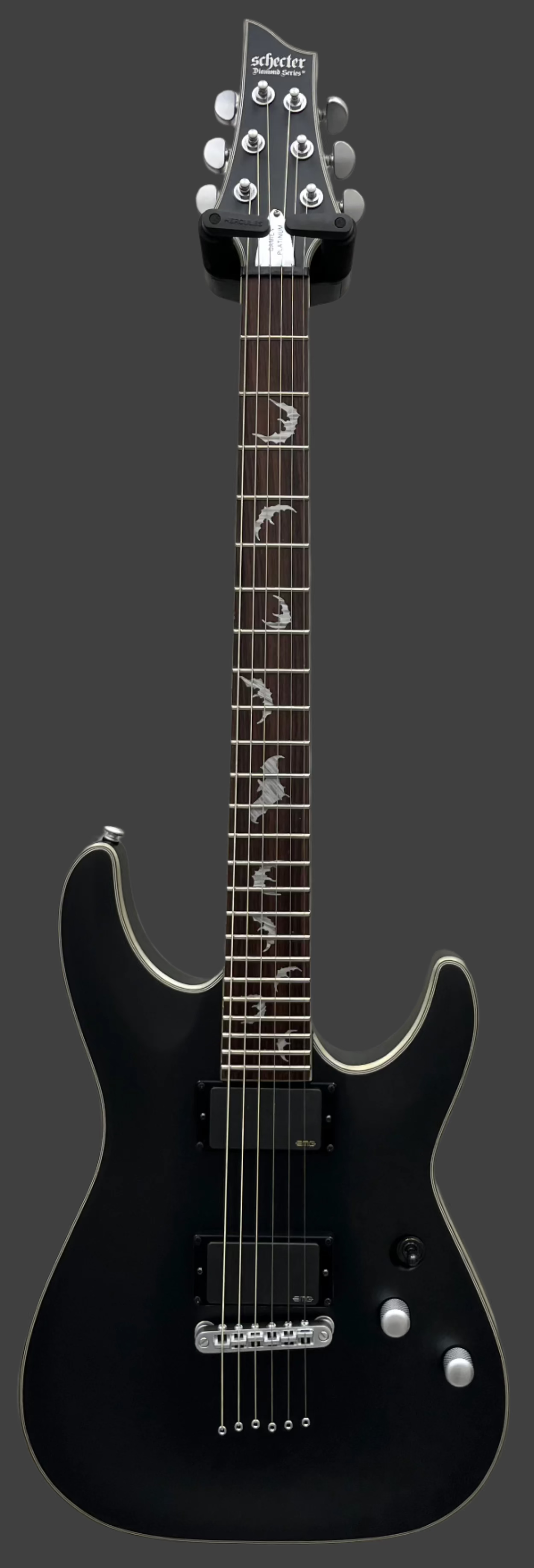 Schecter Damien Platinum DAMIEN-PLAT-6-SBK Satin Black Guitar with EMG 81, 85 Pickups 1181-SHC SERIAL NUMBER W23100154 - 6.4 LBS