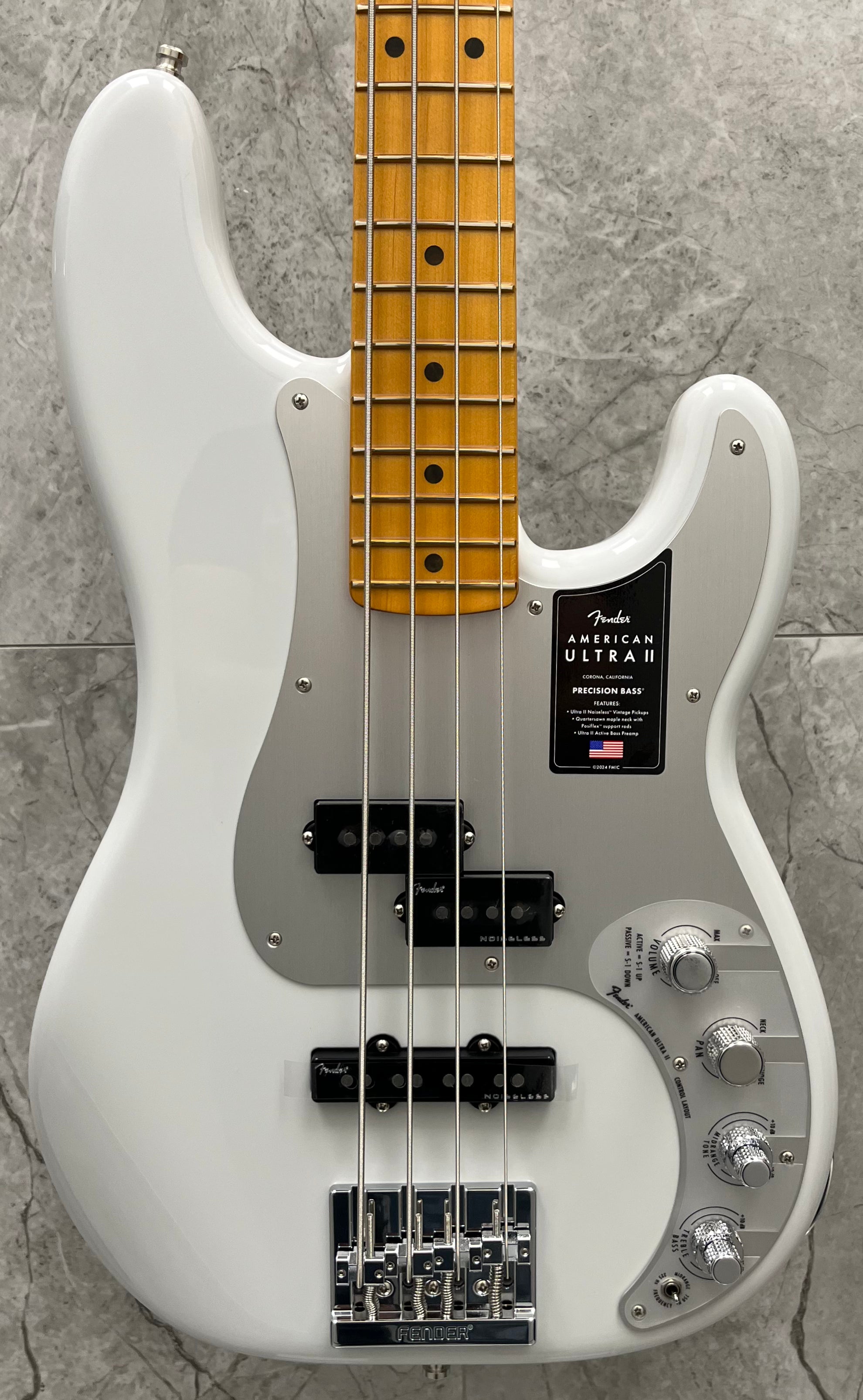 Fender American Ultra II Precision Bass Maple Fingerboard, Avalanche 0199102796 SERIAL NUMBER US24013874 - 9.0 LBS