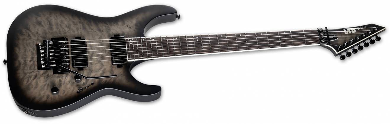 ESP LTD M-1007 LTD Deluxe Baritone 7-String Electric Guitar, Charcoal Burst Satin LM1007BQMCHBS