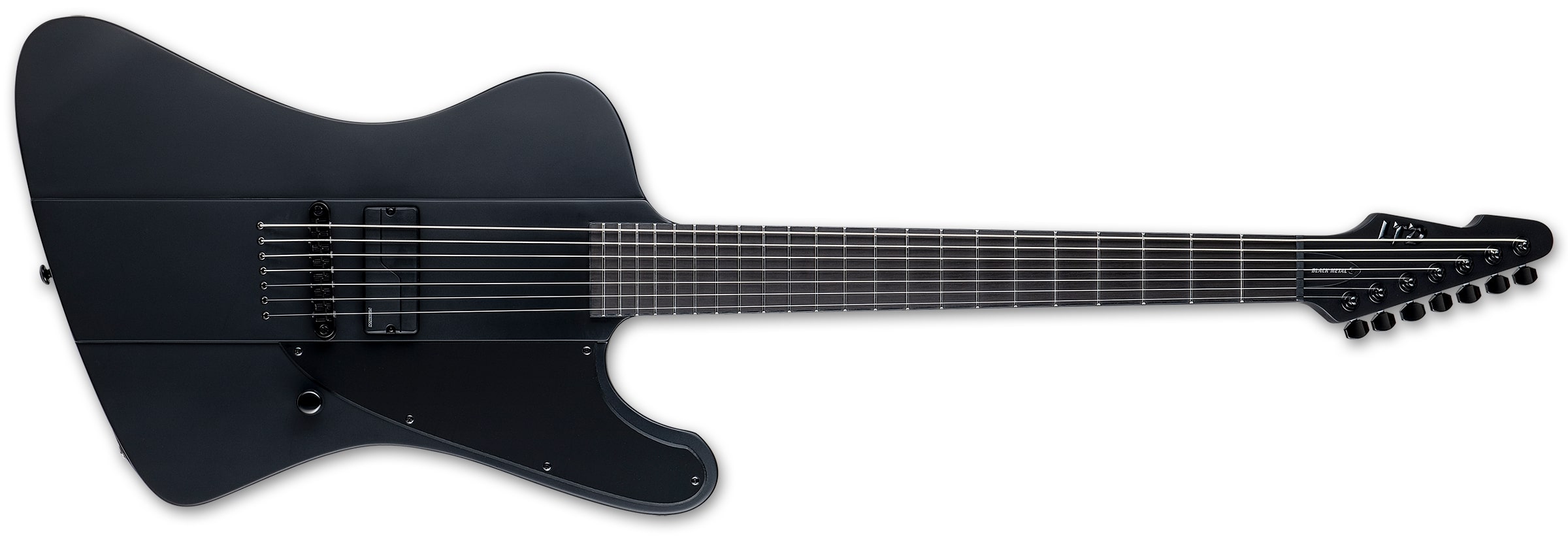 ESP LTD Phoenix-7 Baritone Black Metal 7-String Electric Guitar, Black Satin LPHOENIX7BBKMBLKS