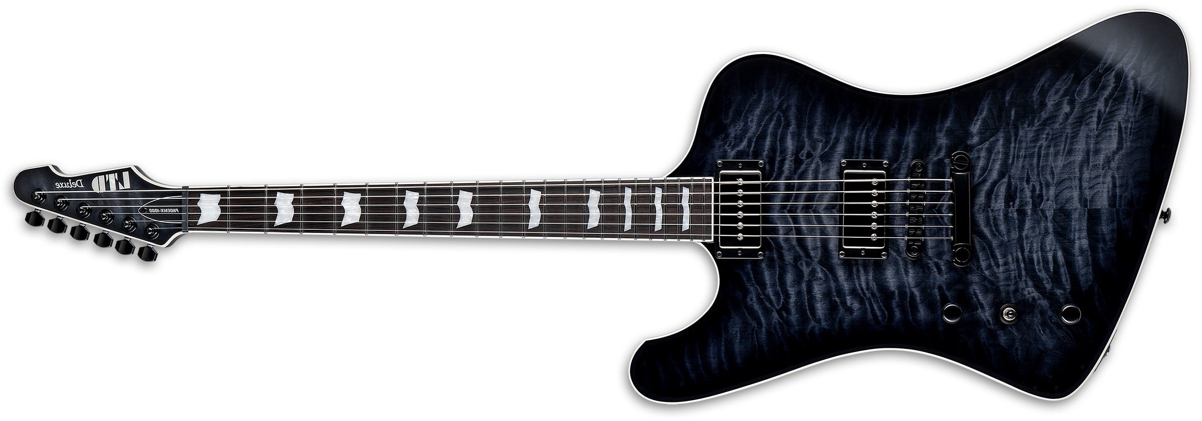 ESP LTD Phoenix-1000 Left-Handed Electric Guitar, See Thru Black Sunburst LPHX1000QMSTBLKSBLH