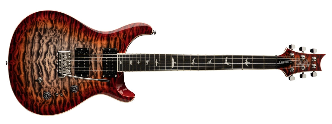 PRS Guitars SE Custom 24-08 Quilt Electric Guitar with Gigbag - Charcoal Cherry Burst 113132::CG: