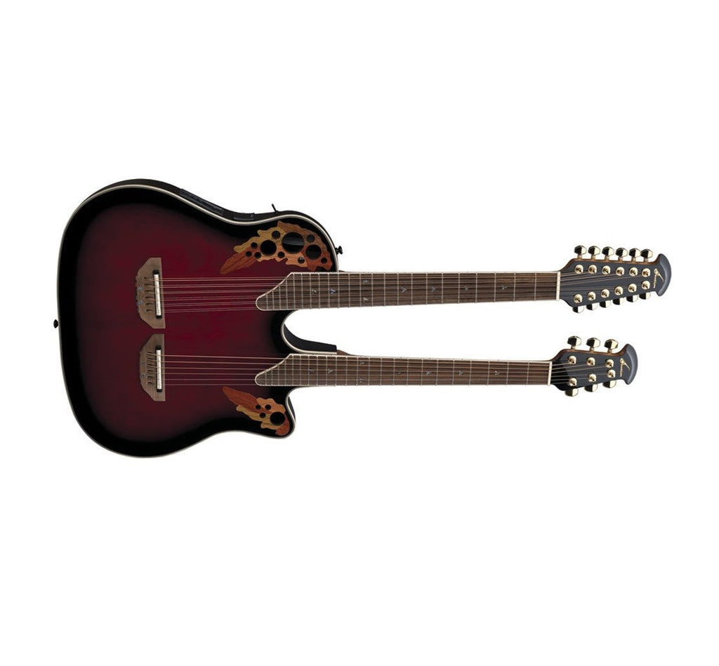Ovation Double Neck Celebrity Acoustic Electric Guitar Ruby Red 